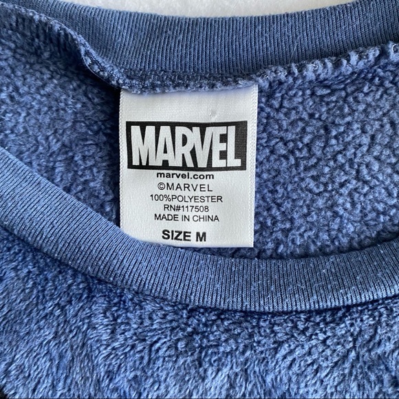 Marvel Graphics Fleece Sweatshirt Blue Marvel Faces Medium Blue Long Sleeve - Picture 3 of 7